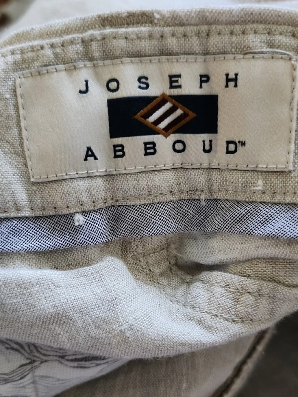 Joseph Abboud Men's Linen Pants 40x32 Beige Flat Front Summer Beach Tapered